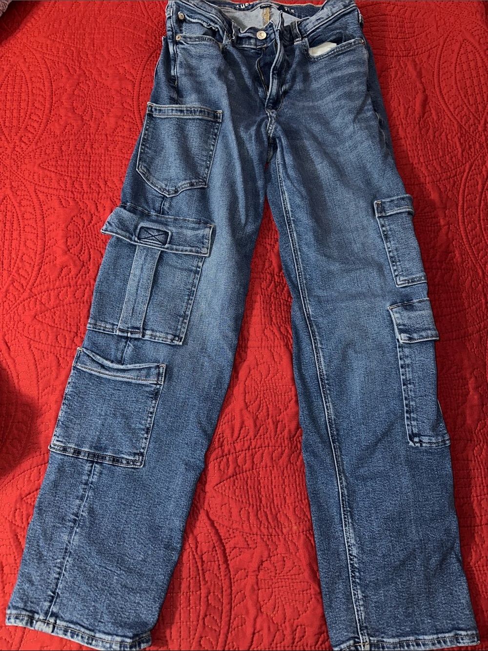 American Eagle Outfitters super high rise baggy straight  Cargo Jeans size 6